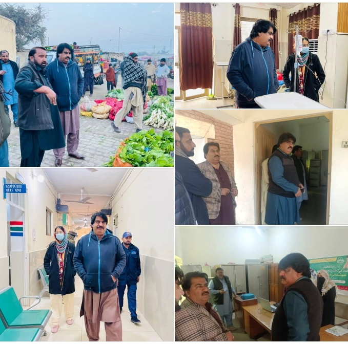 Assistant Commissioner Piplan, Mianwali Conducts Visits to THQ Hospital, Vegetable & Fruit Market, and Socio-Economic Registration Center