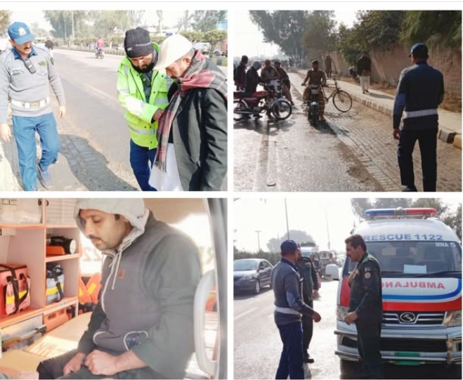 Service to Humanity is Our Mission Traffic Officers Quick Response in Mianwali