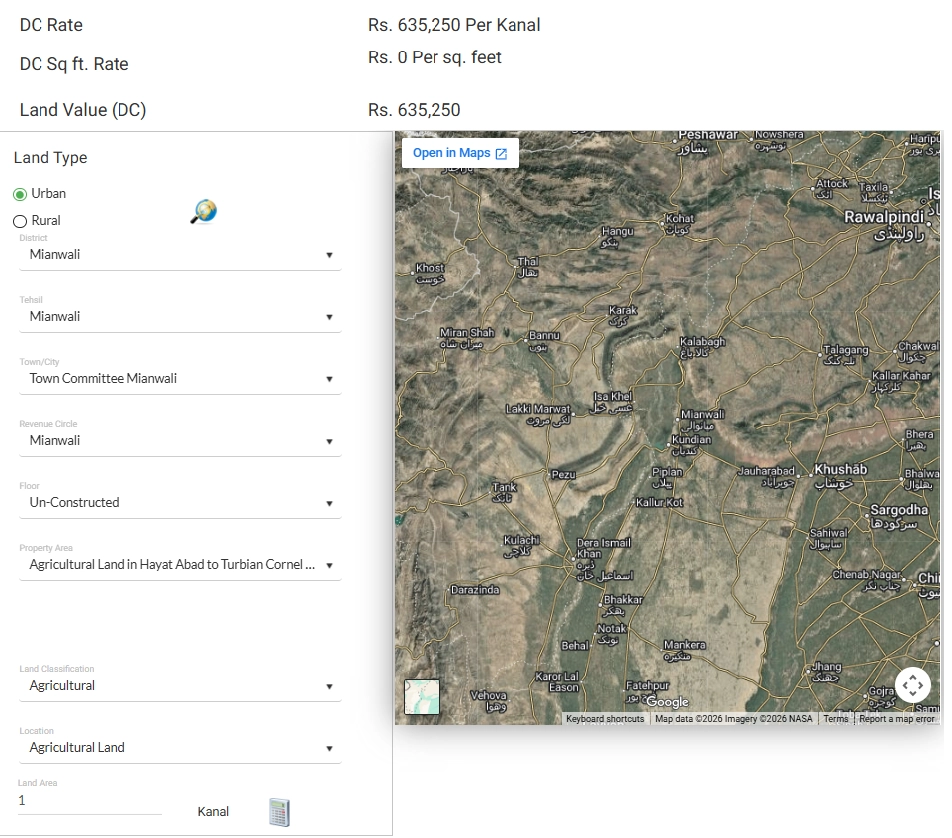 Mianwali Land Valuation, Mianwali (Buy Sell Property, Land)